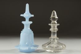 TWO GLASS SCENT BOTTLES.