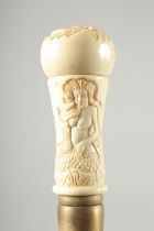 A WALKING STICK with carved bone handle. "MERMAID".