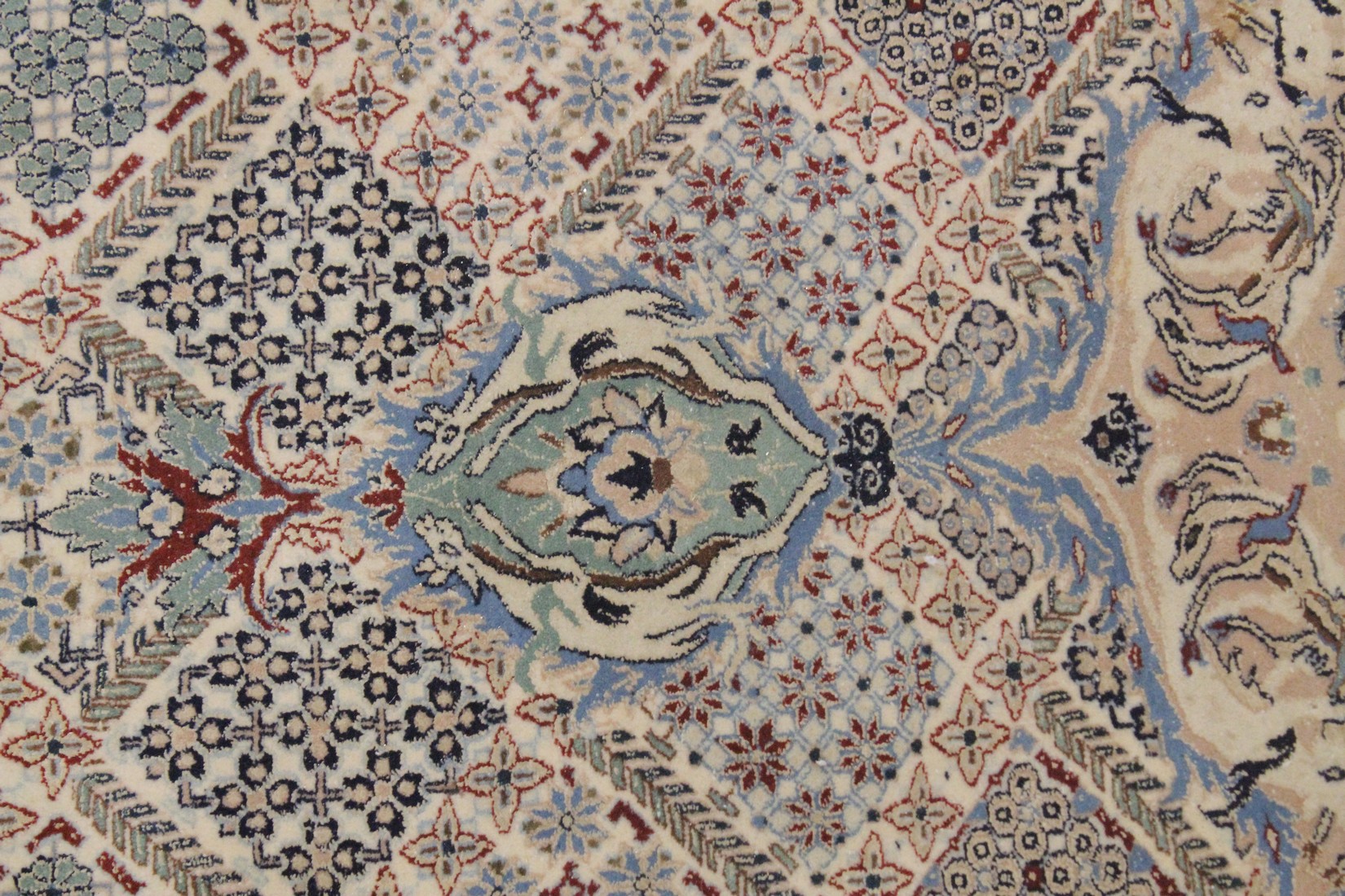 A GOOD PERSIAN NAIRN CARPET beige ground with stylised animals and floral design. 8ft 10ins x 6ft - Image 3 of 7