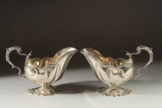 A SUPERB PAIR OF SILVER SAUCE BOATS. London 1901. Weighs 30ozs.