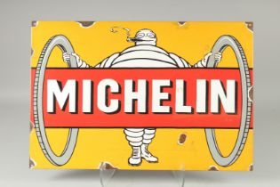 A LARGE TIN MICHELIN SIGN 14ins x 23ins.