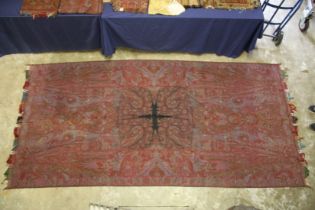 A LARGE KASHMIRI TEXTILE 136ins x 63ins.