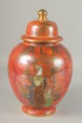 A WILTON WARE LUSTRE CHINESE DESIGN GINGER JAR AND COVER. 11ins high.