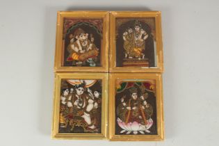 FOUR SMALL FRAMED INDIAN MINIATURES. 4.5ins x 3.5ins.