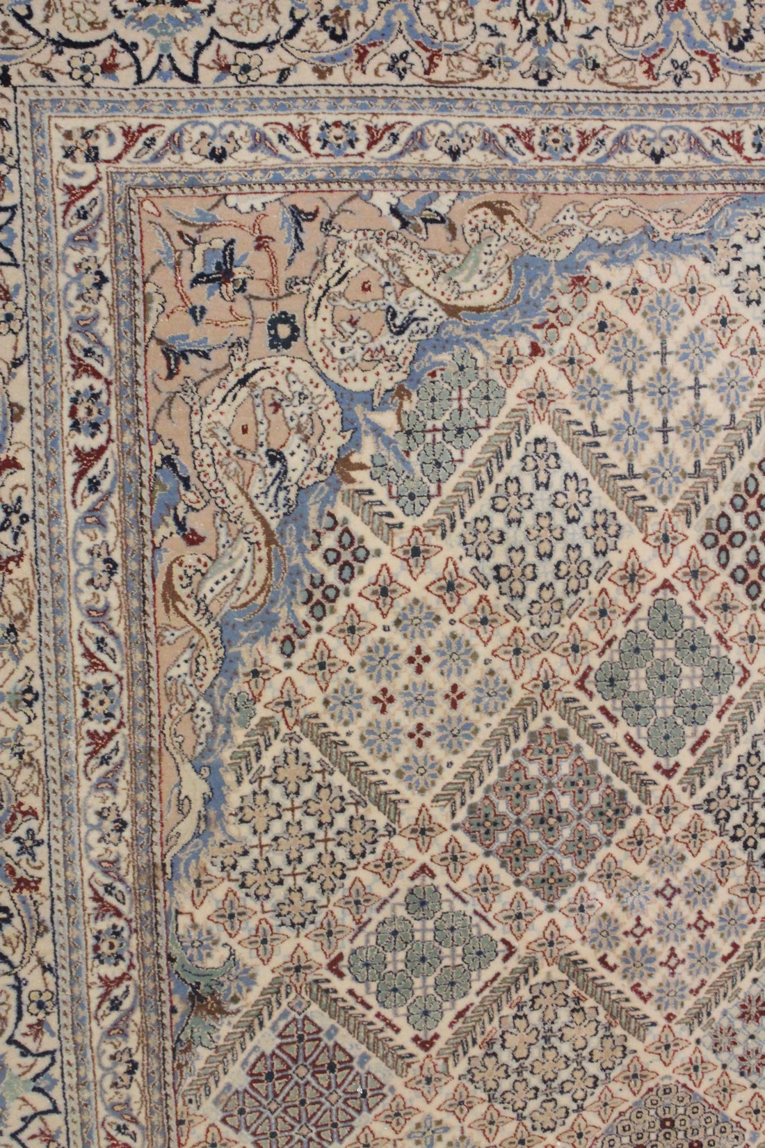 A GOOD PERSIAN NAIRN CARPET beige ground with stylised animals and floral design. 8ft 10ins x 6ft - Image 2 of 7