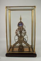 A GOOD FRENCH BRASS AND CLOISONNE ENAMEL FOUR GLASS CLOCK. 11.5ins high.