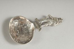 A CONTINENTAL SILVER CADDY SPOON by MULLER.