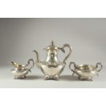 A WILLIAM IV THREE PIECE TEA SET by The Barnards. London 1833 - 1834. Weight: 46ozs.