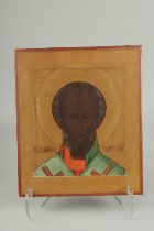 A 19TH CENTURY RUSSIAN ICON "SAINT NICHOLAS" 31cm x 2cm x 5cm