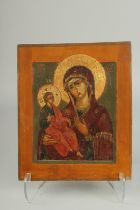 A 9TH CENTURY RUSSIAN ICON "VIRGIN OF JERUSALEM". 35cm x 2.5cm x 32cm.