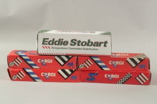AN EDDIE STOBART TEMPERATURE CONTROLLED DISTRIBUTION TRUCK, boxed and FOUR CORGI BOXED DK CAST