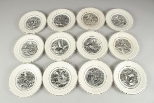 A SET OF TWELVE CONTINENTAL TRANSFER PATTERN PLATES. 7ins diameter.