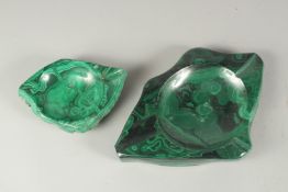 TWO GOOD PIECES OF MALACITE. 9ins x 5.5ins.