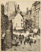 Stanley Anderson (1884-1966), a view of the Hotel de la Pomme d'Or, etching, signed in pencil, plate