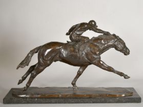 Philip Blacker (b. 1949), a patinated bronze figure of a horse and jockey, possibly Lester Piggot,