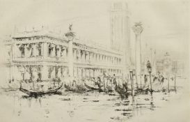 William Walcott, A view of Venice with gondolas, etching, signed in pencil, 4.25" x 6.5", (10.5x16.