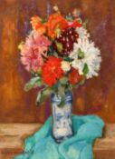 Lucien Martial (Mid-20th Century French School), 'Bouquet au Vase Bleu', oil on canvas, signed,
