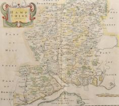 C. Smith (early 19th Century) A hand coloured engraved map of Hampshire, 19" x 17", (48.5x43cm)