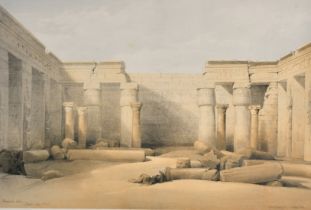 David Roberts, 'Medinet Abou, Thebes', 19th Century lithograph, published by F.G. Moon, 14" x 19.