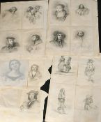 A collection of 19th/20th Century pencil and crayon drawings, figure studies and copies after Old