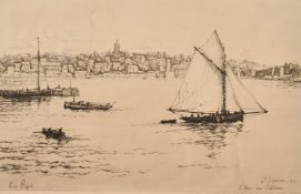 Eugene Bejot (1867-1931), 'St Servan l'Anse des Sablons', etching, signed in pencil, plate size 6.5"