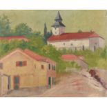 Early 20th Century French School, a view of a town buildings, oil on canvas laid down, 21.5" x 25.5"