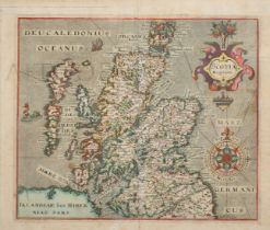 William Hole, 'Scotia Regnum', a hand-coloured map of Scotland, 17th Century, plate size 10.5" x 13"