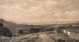 Frank Short (1857-1945), 'Wensley Dale' from the painting by Peter de Wint, mezzotint, plate size 8"