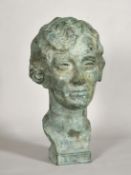 Francis William Doyle-Jones (1873-1938), 'Cara Viro Magis', a Verdigris patinated bronze head