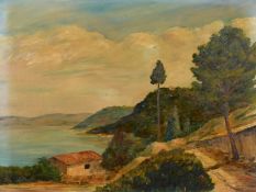 L. Sicardi (Continental School, Circa 1953), a coastal landscape, oil on board, signed, 16.5" x 21.