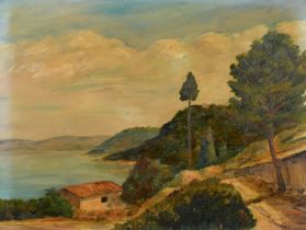 L. Sicardi (Continental School, Circa 1953), a coastal landscape, oil on board, signed, 16.5" x 21.