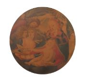 After Boticelli, a print of the 'Magnificat Madonna', 11.75 (30cm) diameter, in a fine Florentine