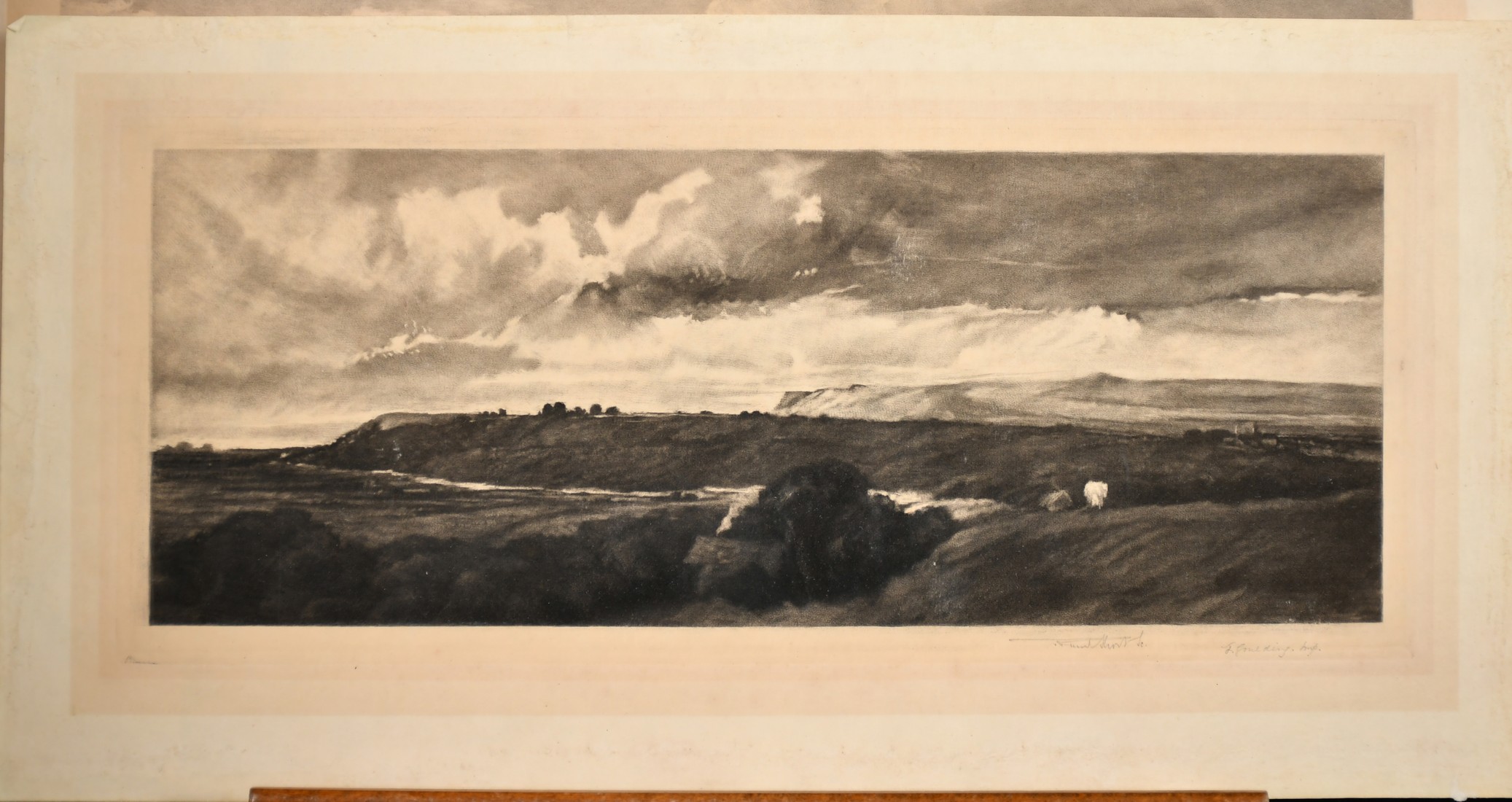 Frank Short (1857-1945), 'Wensley Dale' from the painting by Peter de Wint, mezzotint, plate size 8" - Image 3 of 4