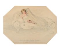 Attributed to William Douglas, a partially coloured stipple engraving of Miss Henriette Duncan, 9" x
