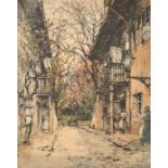 Luigi Kasimir (1881-1962) Austrian, Schubert's birthplace, etching in colour, signed in pencil and
