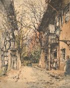 Luigi Kasimir (1881-1962) Austrian, Schubert's birthplace, etching in colour, signed in pencil and