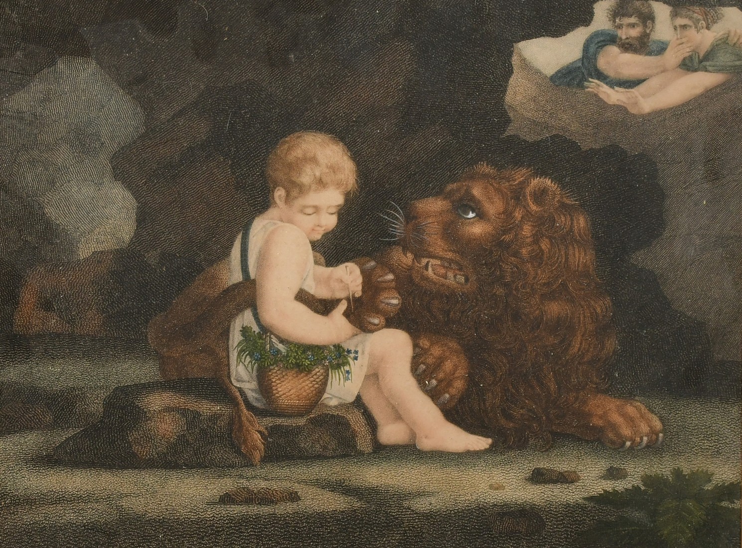 An early 19th Century stipple engraving Androcles and the Lion, and another similar, a pair, each