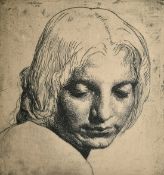 John Bulloch Souter (1890-1971), head of a woman, etching, signed and inscribed in pencil, plate