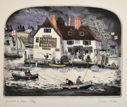 Graham Clarke, 20th Century, 'Anchor and Hope', coloured etching, signed in scribed and numbered