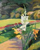 Mid-20th Century French School, a study of flowers in a park, oil on board, 25.5" x 21" (65 x 53cm),