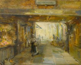 Philip Eustace Stretton (late 19th/Early 20th Century), figures walking in Shepherd's market,
