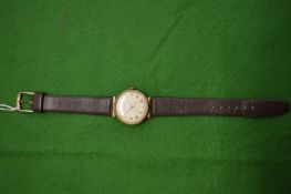 A Gentleman's Jaeger Le Coultre 9ct gold wristwatch.