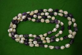 Amethyst and Baroque pearl necklace.