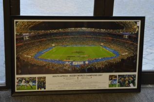 South Africa Rugby World Champions 2007, large photographic colour print, framed and glazed.