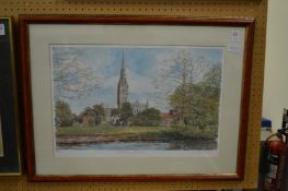 Salisbury Cathedral, limited edition colour print.