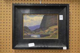 Konig, A mountainous landscape, oil on board, signed.