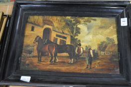 A pair of 19th century oil paintings depicting rural scenes.