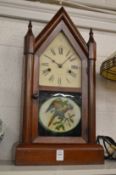 An American mahogany cased drop dial mantle clock.
