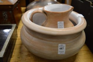 Pottery bowl and jug.