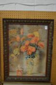 J D Newham, Still life of orange daisies in a porcelain vase, watercolour, signed.